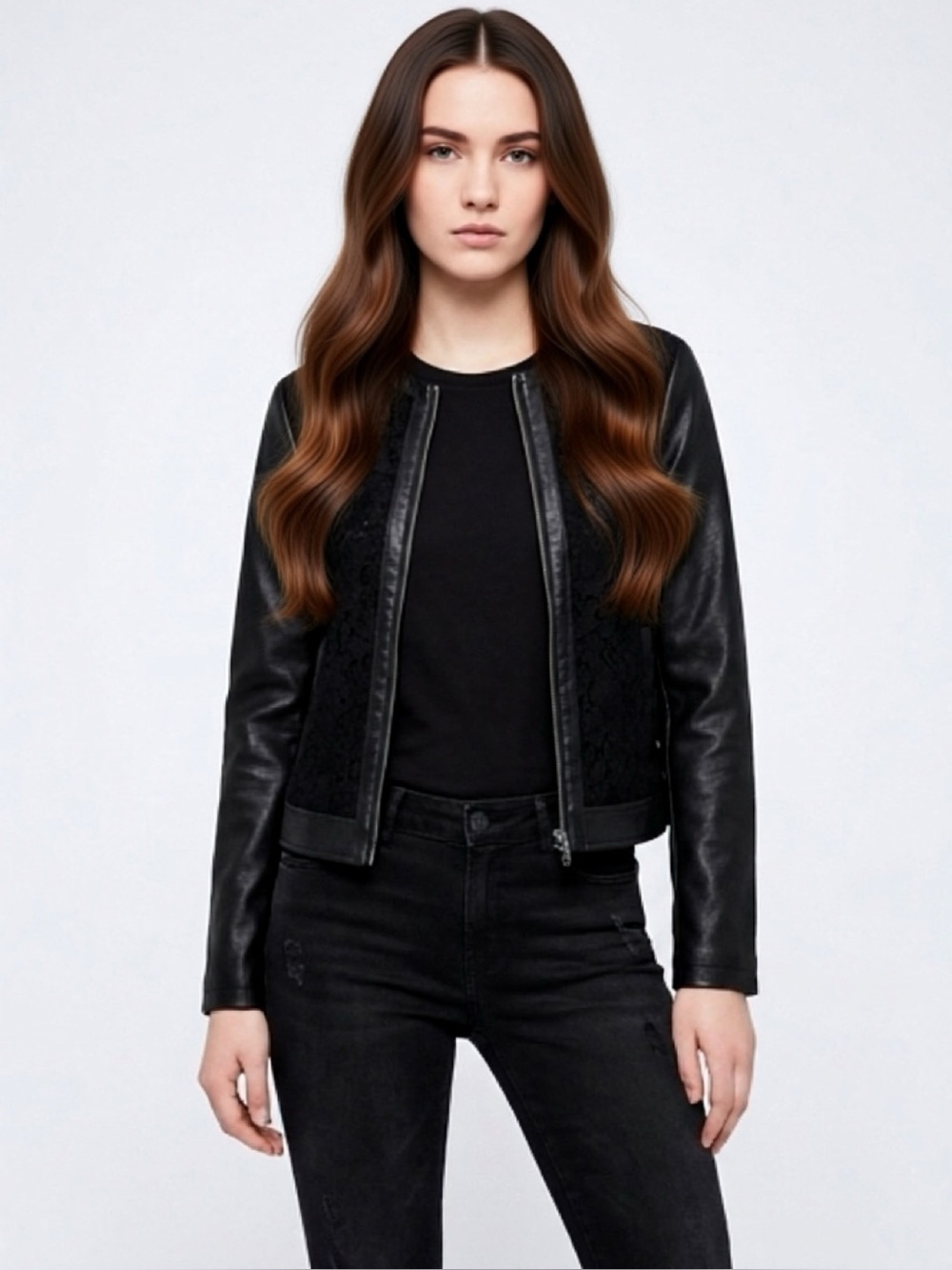 Christopher & Banks Black Faux Leather Jacket